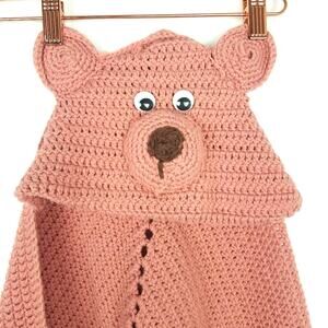 Handmade Vintage Knitted Teddy Bear Wrap Towel Coverup